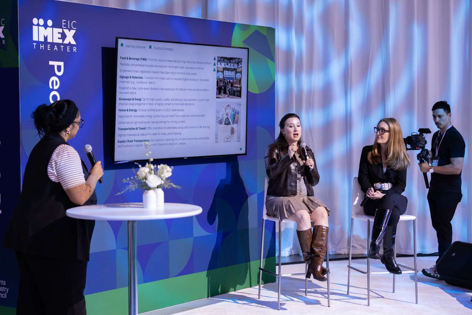 three women talking at IMEX conference