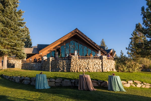 Mountain lodge overlooking Lake Tahoe. 