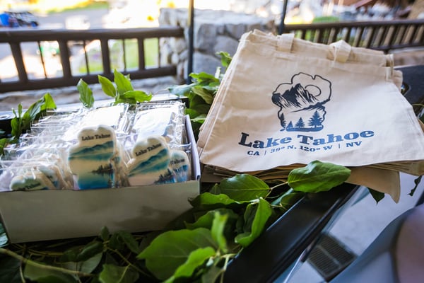 Lake Tahoe gift bags and local snacks. 