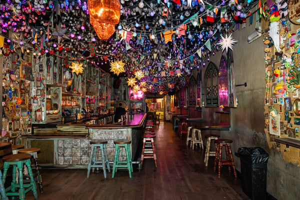 Vibrant indoor venue with eclectic decor. 