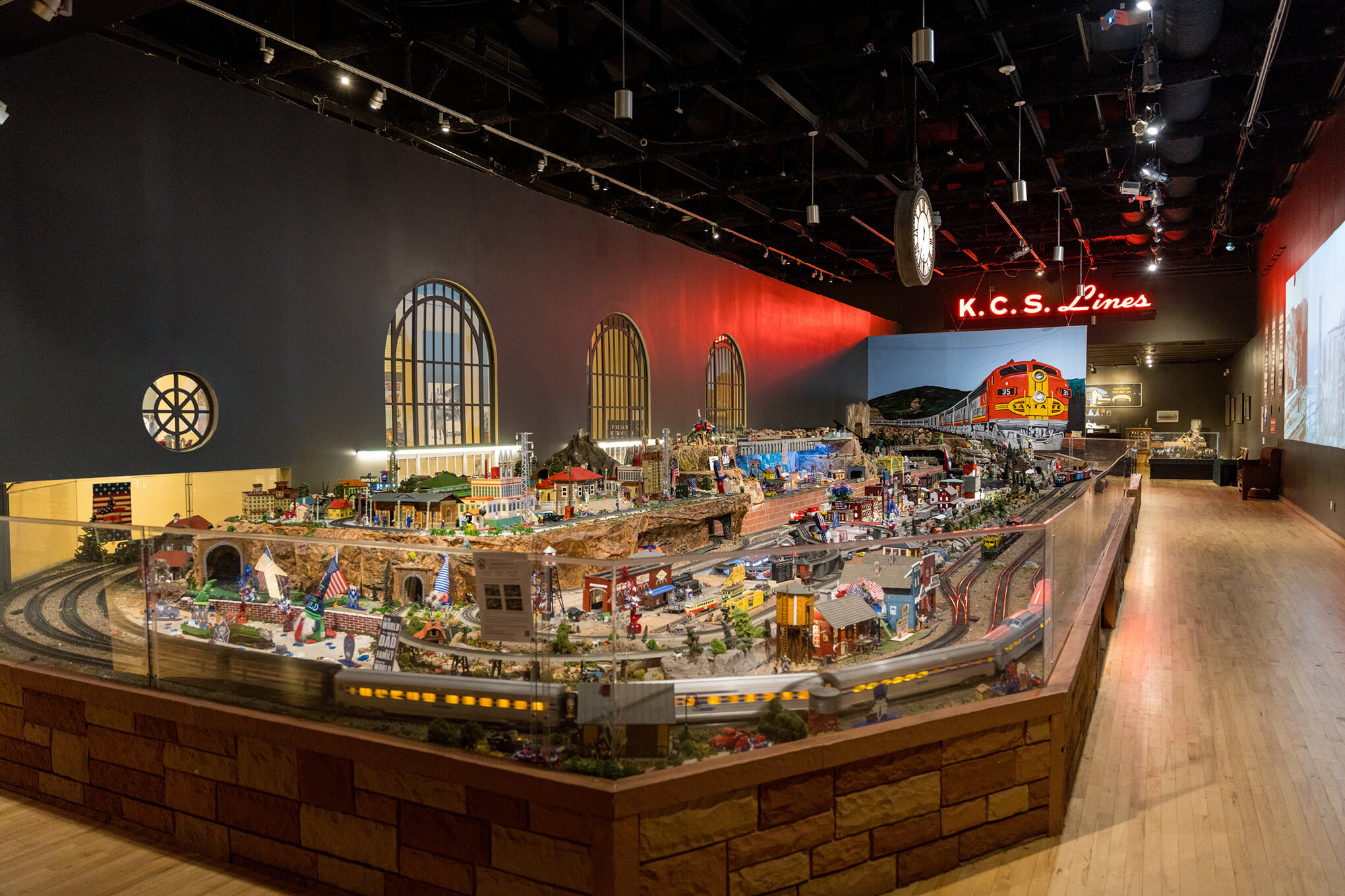 Interactive miniature city exhibit at an event venue.