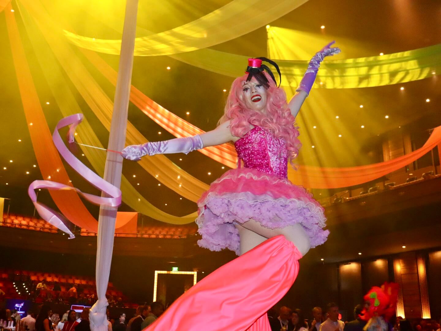 lady in pink costume