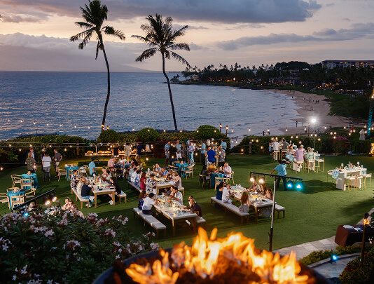 Beach dinner at night