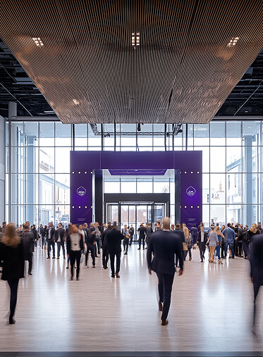 purple event entrance