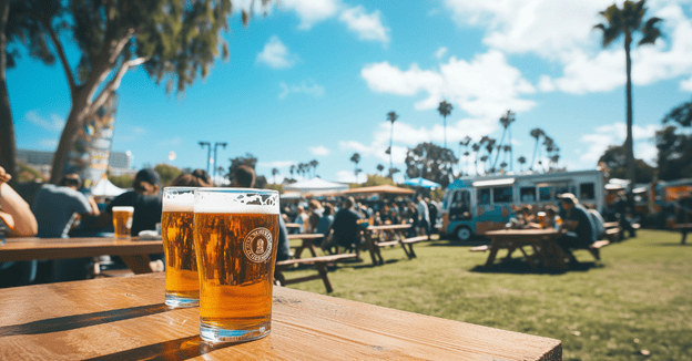 Craft beers at an outdoor community gathering.